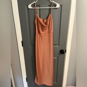 Rose Gold Cowl Neck Bridesmaid Dress
